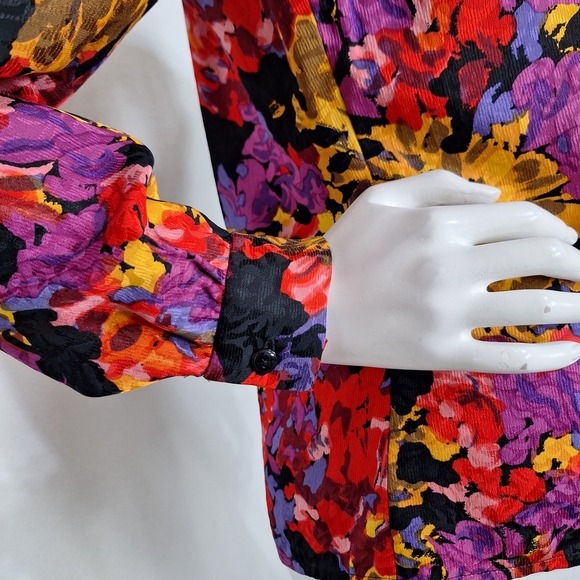 Carlisle Rare 90’s Vintage Multicolor 100% Silk Floral Cottagecore Blouse Size M - Picture 11 of 15